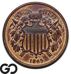 1865 Two Cent Piece, Choice AU++/Unc - Picture 1 of 3