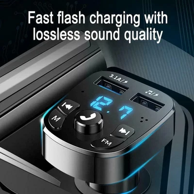 FM Transmitter Auto Bluetooth Kfz Radio Adapter,mit Dual USB Ladegerät für-Handy - Bild 1 von 4