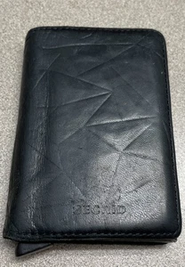 SECRID Herren schmale schwarze geometrisches Muster Leder Geldbörse Geld Kartenetui - Bild 1 von 9