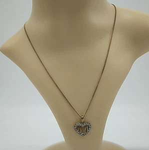 Sterling Silver Gold Plated Diamante Heart-Shape "MUM" Pendant & Chain - Picture 1 of 11