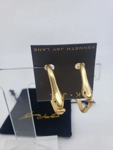 Kenneth Jay Lane PENDIENTES ARO SERPIENTE RUBÍ ORO SATINADO KJL CON BOLSA PARA EL POLVO 2" - Imagen 1 de 6