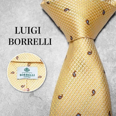 Corbata Luigi Borrelli con patrón de cachemira amarilla Foto 1 de 4