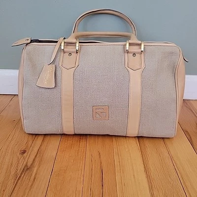 Fratelli Rossetti Leather And Fabric Purse Handbag Beige Satchel - Изображение 1 из 4