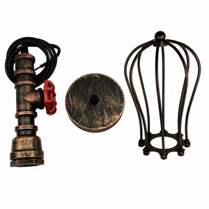 Jaula globo luz tubo steampunk luz colgante roja rústica industrial vintage - Imagen 1 de 15