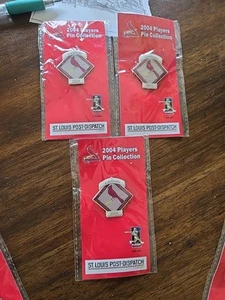Lot Of 3 2004 Cardinals Players Pin Collection St. Louis Post BIRD ON BAT NIP - Picture 1 of 4