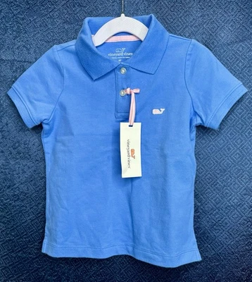 Polo de manga curta azul flor de milho infantil menino Vinyard Vines novo com etiquetas; TAMANHO 4T - Imagem 1 de 4