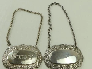 (ref288CM) Etiquetas jarra vintage plateadas en blanco y whisky - Imagen 1 de 3