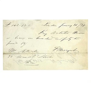 Frederick Marryat Signed Financial Document - 1928 - Picture 1 of 2
