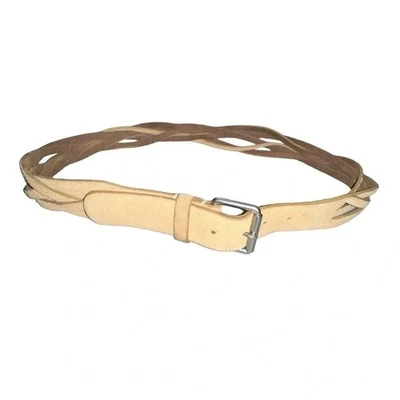 Старый темно-L бежевый плетеный кожаный ремень - Изображение 1 из 4