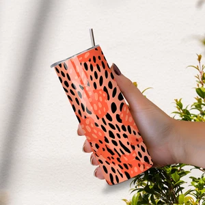 Koralle Leopardenmuster 20 Unzen dünner Becher - isolierter Edelstahl - Bild 1 von 9