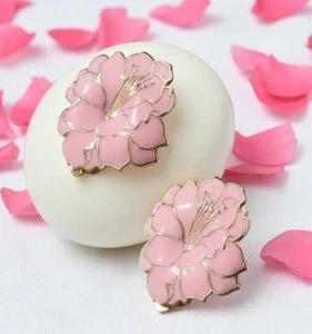 Elegante Französische Blumen Clips  Ohrringe Clips 14K vergoldet Emailliert #31 - Bild 1 von 14