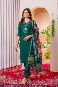 Set Pantaloni Kurta Dupatta Donna | Tuta Kurti Etnica Bollywood Abbigliamento Indiano Pakistano - Foto 1 di 8