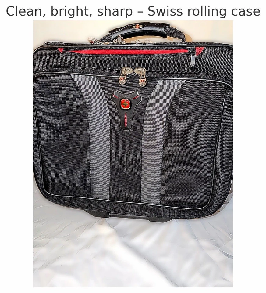 Estuche con ruedas SwissGear para portátil - Maletín de mano negro y gris con ruedas Foto 1 de 1