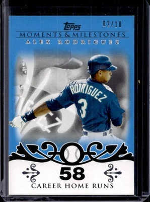 2008 Topps Moments & Milestones Alex Rodriguez 58 Home Runs Blue #2/10 Mariners - Image 1 of 2