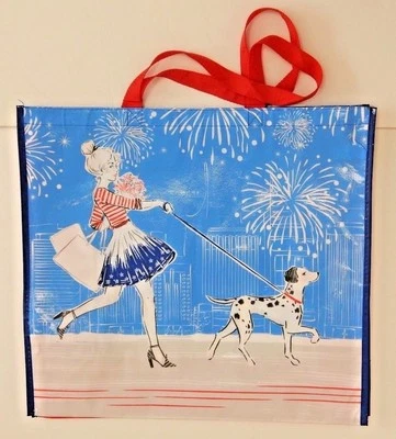 REUSABLE SHOPPING TRAVEL TOTE BAG GIRL & DALMATIAN DOG ECO FRIENDLY TJMAXX NEW