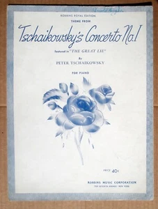 Theme from Tschaikowsky's Concerto Number 1 for Piano Vtg Sheet Music (1941) - Picture 1 of 3
