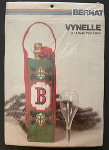 HOLIDAY BOTTLE GIFT TOTE Needlepoint Kit w/Vinyl Canvas by BERNAT - Sealed Vtg! - Picture 1 of 3