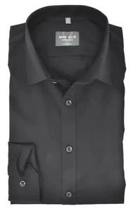 Marvelis Herren Businesshemd Super Slim Fit Kent Kragen Langarm Einfarbig Schwar - Bild 1 von 4