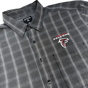 Atlanta Falcons Antigua Button Up Pocket Long Sleeve Shirt Men Size 2XL Black Ch - Picture 1 of 14