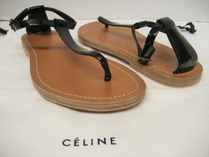 $ 720 NEU CELINE US 8 EU 38 schwarz Lackleder Tanga Knöchelriemen Sandalen Schuhe - Bild 1 von 10
