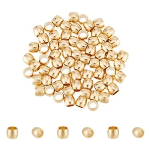 UNICRAFTALE About 100Pcs Real 18K Gold Plated Cube Spacer Beads European Bead... - Picture 1 of 6