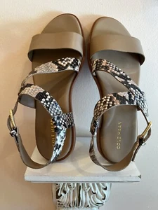 NIB Cole Haan Findra Strappy Flat Sandal Python Print/Amber Leather Women Sz 6  - Picture 1 of 7