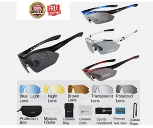 Occhiali da sole polarizzati ciclismo 5 lenti outdoor bici UV400 occhiali spedizione gratuita - Foto 1 di 5