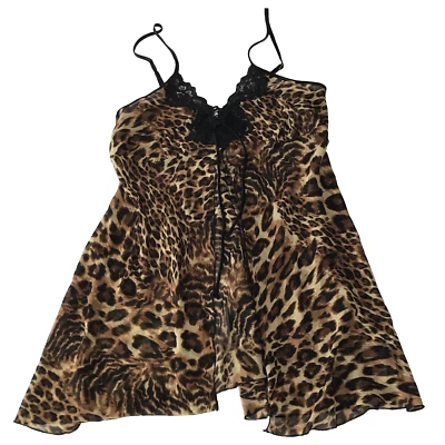 Lencería vintage de la dinastía California para mujer muñeca bebé mediana encaje cami leopardo Foto 1 de 4