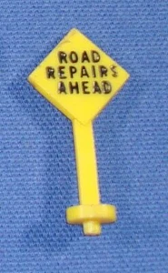AC GILBERT JAMES BOND 007 SLOT CAR RACING ACCESSORY ROAD REPAIRS AHEAD SIGN 1.5 - Picture 1 of 1