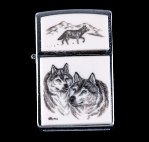 Double Wolf Eco - Etched Zippo Lighter | Save the Elephant Collection - Picture 1 of 6