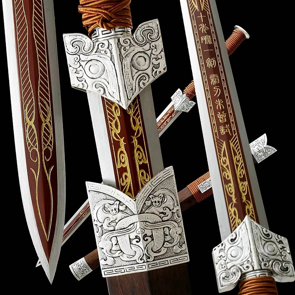 20" 饕餮战剣 Chinese KUNGFU Han Sword Battle Saber Sharp Manganese Steel Beautiful - Image 1 of 4