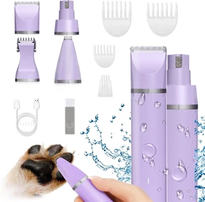Dog Grooming Clippers Kit-Electric Rechargeable Cat Trimmer Tools-Cordless Quiet - Picture 1 of 12