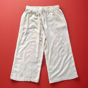 Ginasy Cropped Linen Blend Pull On Elastic Waist Wide Leg Pants Sz: 2XL NWT - Picture 1 of 5