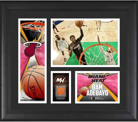 Bam Adebayo Heat FRMD 15'' x 17'' Collage with a Piece of Team-Used Basketball Cover