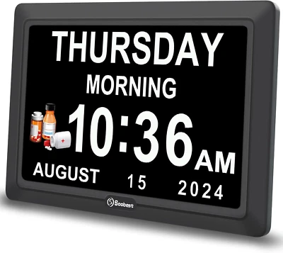 Soobest Digital Dementia Alarm Clock Large Display Day Clock for Seniors with 12