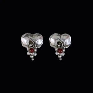 Georg Jensen. Sterling Silver Ear Clips with Garnet - Heritage 1996. - Picture 1 of 4
