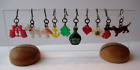 VINTAGE Plastic German Lucky DRINK MARKER CHARMS Lot Glass & Wood Base