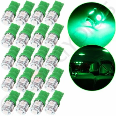 20 Piezas Verde T10 W5W 194 168 5-5050 LED Cuadro de Instrumentos Tablero Bombillas Foto 1 de 4