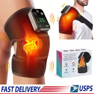 Electric Heated Vibration Knee Joint Brace Therapy Shoulder Massager Pain Relief - Picture 1 of 21