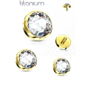 3 Pc 14G 3 Sizes Gold CZ Flat Dome Dermal Anchor Top - Picture 1 of 7