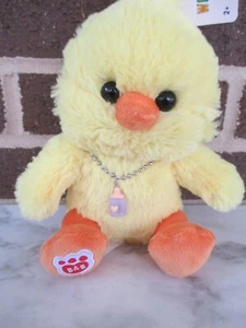 Build A Bear Mini gelbes Küken 7 Zoll Plüsch - orange Schnabel/Füße - Flasche Anhänger Halskette - Bild 1 von 4