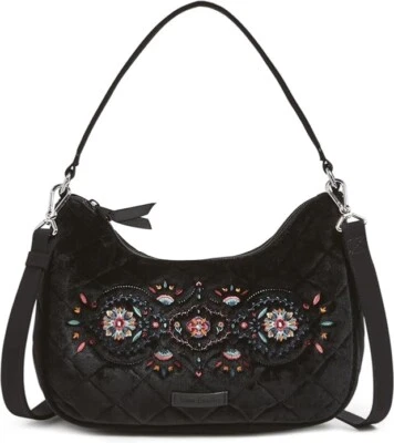 New Vera Bradley boho Crossbody handBag purse Black floral shoulder bag paisley - Image 1 of 4