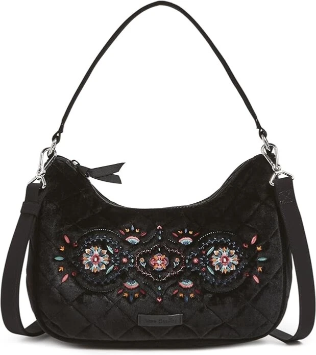 New Vera Bradley boho Crossbody handBag purse Black floral shoulder bag paisley - Image 1 of 4