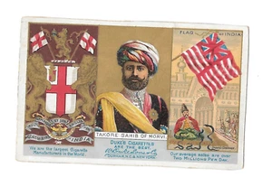 Vintage Trade Card DUKES CIGARETTES TAKORE SAHIB OF MORVI flag of India - Picture 1 of 2