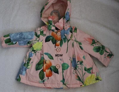 Ted Baker Baby Girls Pink Floral Detachable Hooded Lined Coat RAINCOAT MAC 9-12m - Image 1 of 3