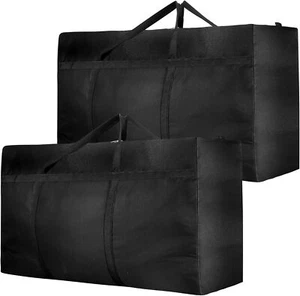 2x 180L Aufbewahrungstasche Große Umzugstaschen Faltbare Reisetasche Schwarz - Bild 1 von 13