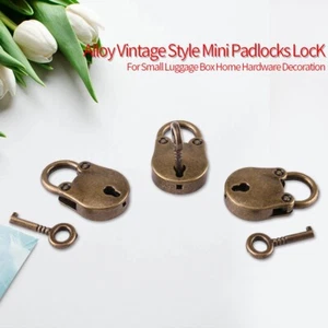 Alloy Vintage Style Mini Padlocks LocK For Small Luggage Box Home Hardware-Decor - Picture 1 of 11