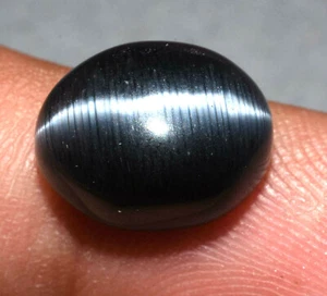 7.30 Ct Lab-Grown Black Cat's Eye Rarest Quartz GGL Certified To Quality Gem - Picture 1 of 3
