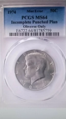 1974 KENNEDY HALF * INCOMPLETE  PLANCHET PUNCH  PCGS MS64 * Cover