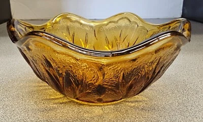 Indiana Glass Amber Pebble Leaf Candle Lamp #4911 BASE ONLY